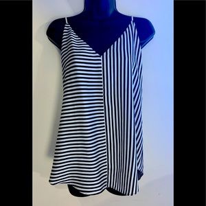 Express black and white striped tank size Large